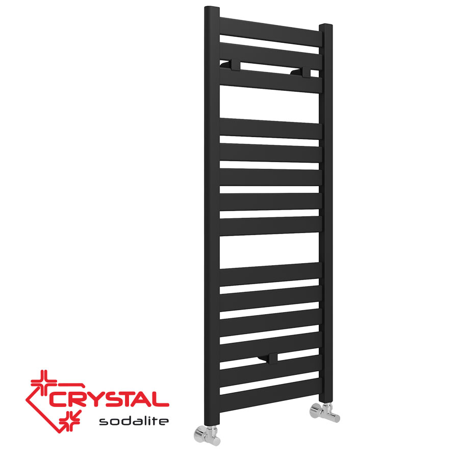 Водна лира за баня Crystal Solidate Straight Black matt 488 W, черен мат, 1150X500 mm