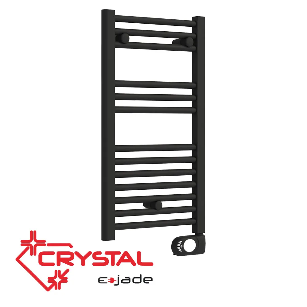 Електрическа лира за баня Crystal E-JADE MATT BLACK 300 W, 720x400 mm