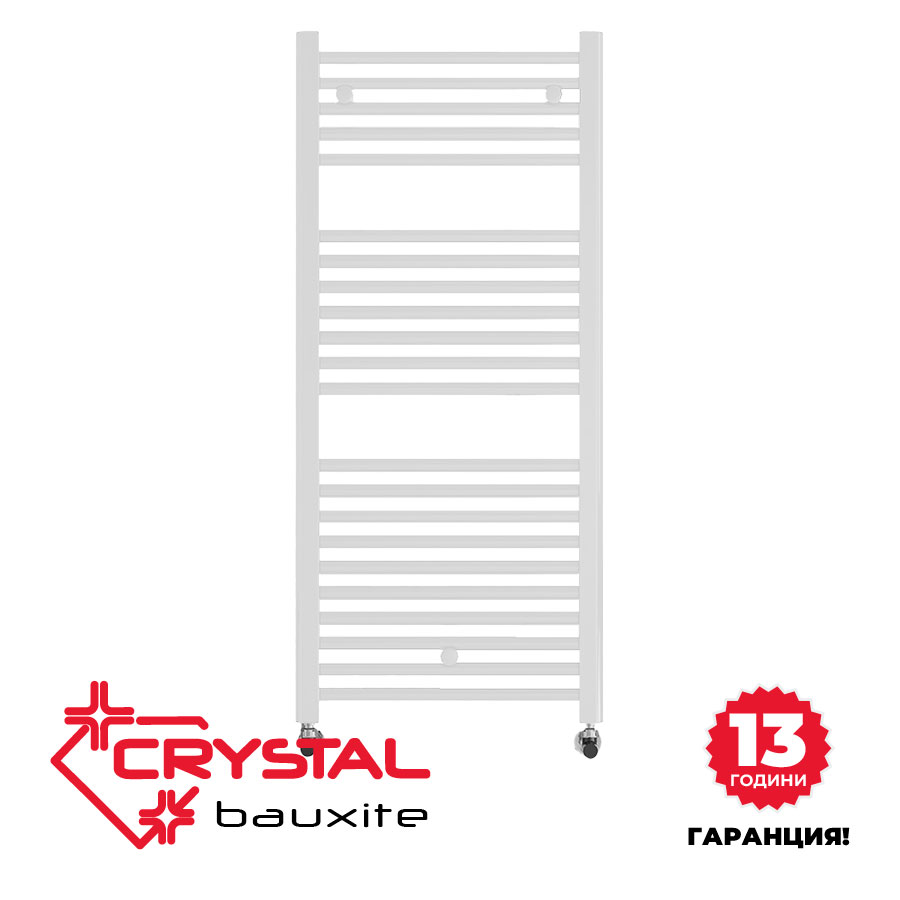 Алуминиева водна лира за баня Crystal BAUXITE, бял гланц, 1192 W, 600x1400 mm