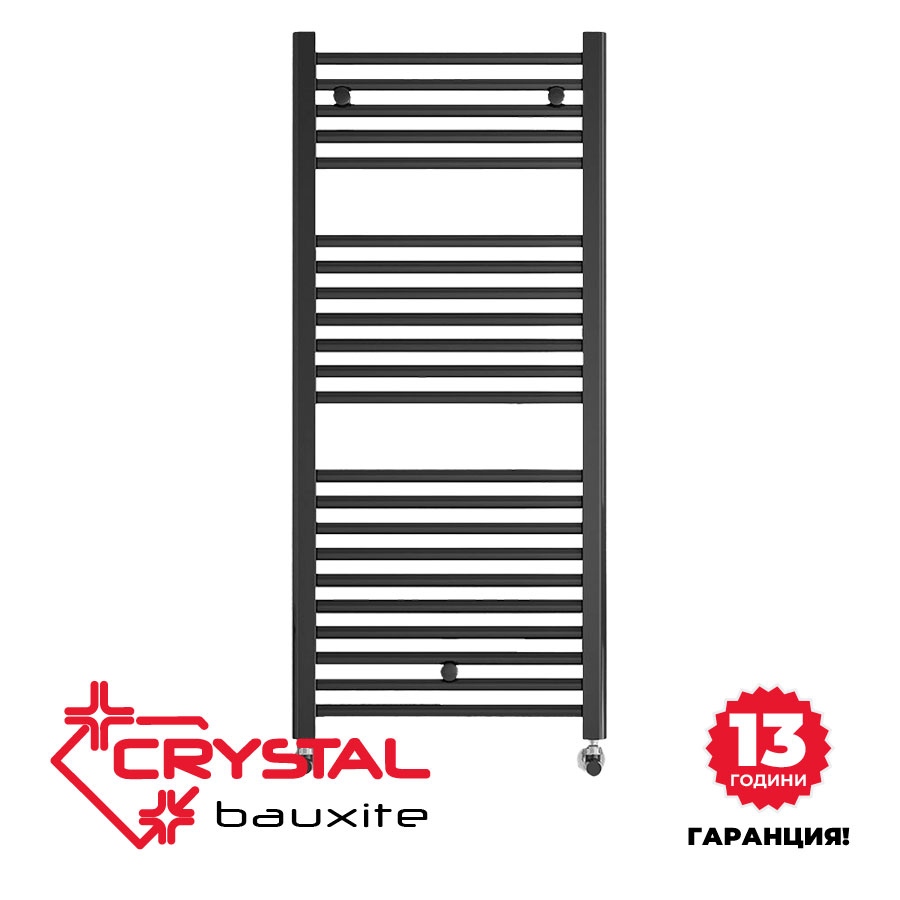 Алуминиева водна лира за баня Crystal BAUXITE, черен мат, 1034 W, 500x1400 mm