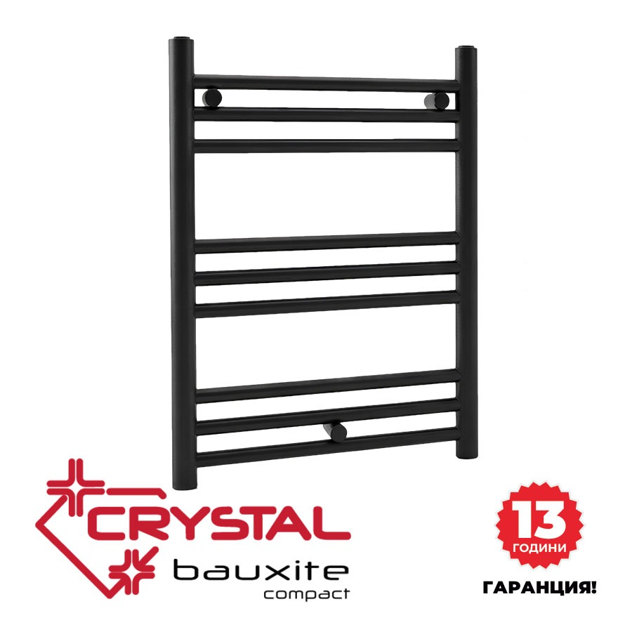 Алуминиева водна лира за баня Crystal BAUXITE Compact, черен мат, 704 W, 460x1000 mm