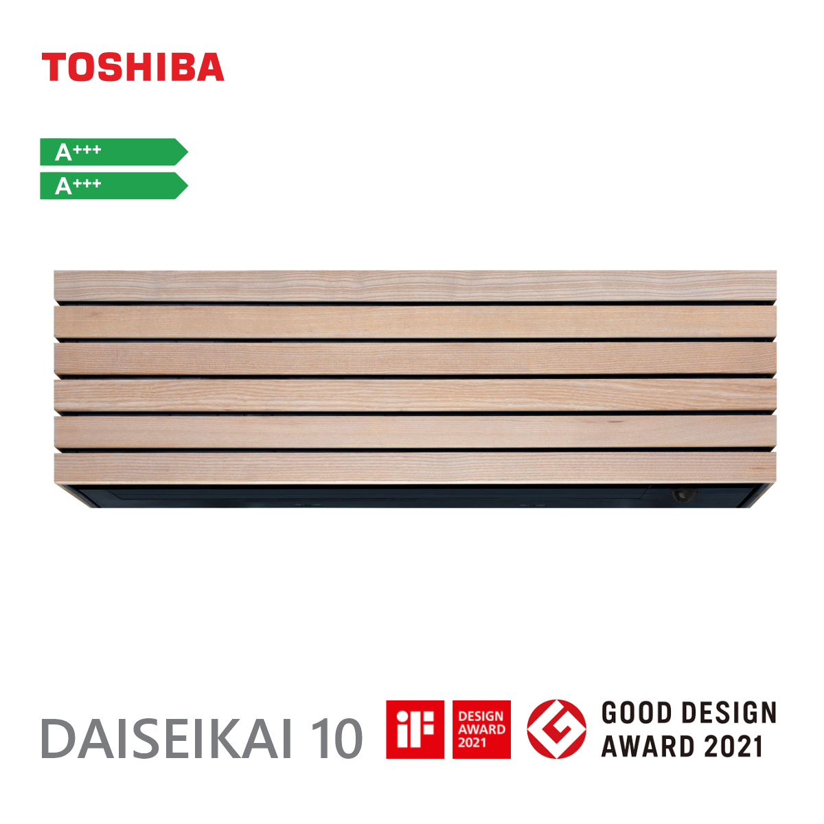 Toshiba, вътрешно тяло на инверторен климатик Daiseikai 10 Wood 18000 BTU Wi Fi (мултисплит)