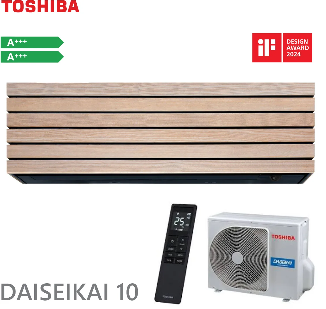 Toshiba, инверторен климатик Daiseikai 10 Wood 10000 BTU Wi Fi (*)